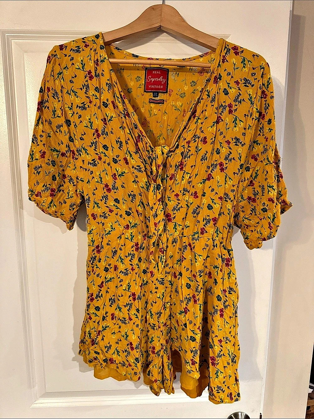 Superdry Floral Mini Romper Yellow Size US 4